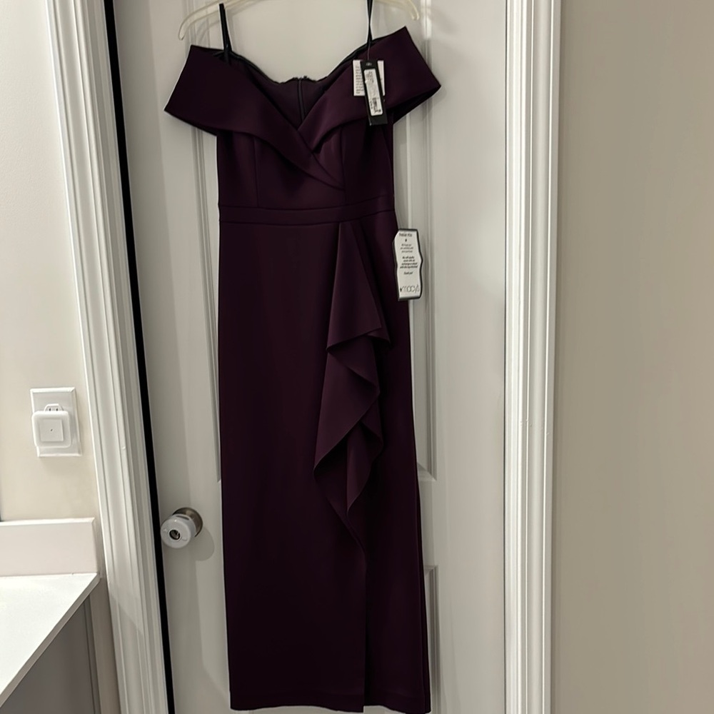 Elegant Off-Shoulder Purple Dress